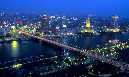 Cairo - stadsgezicht bij nacht