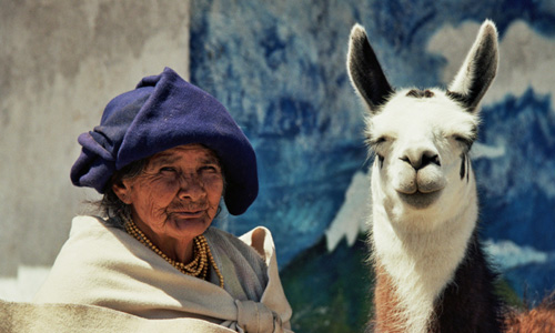 Indianen - mevrouw met lama