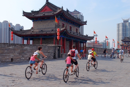 Fietsen Stadsmuur Xi'an China 